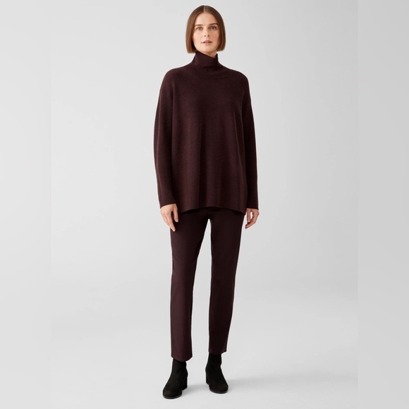Eileen Fisher Washable Stretch Crepe High-Waisted Pant Brown Size Medium - Picture 1 of 9